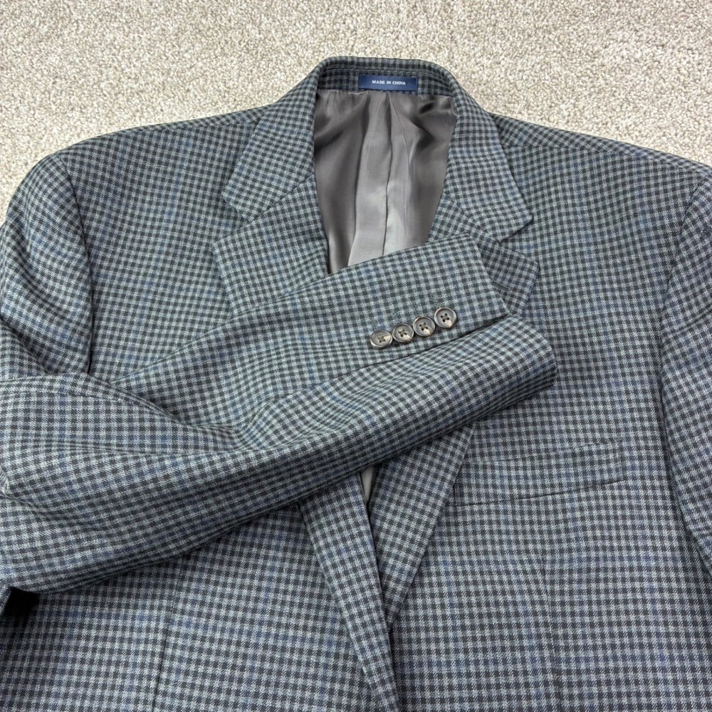 Ralph‎ Lauren Mens Blazer 44R Gray Plaid Wool Sport Coat Jacket